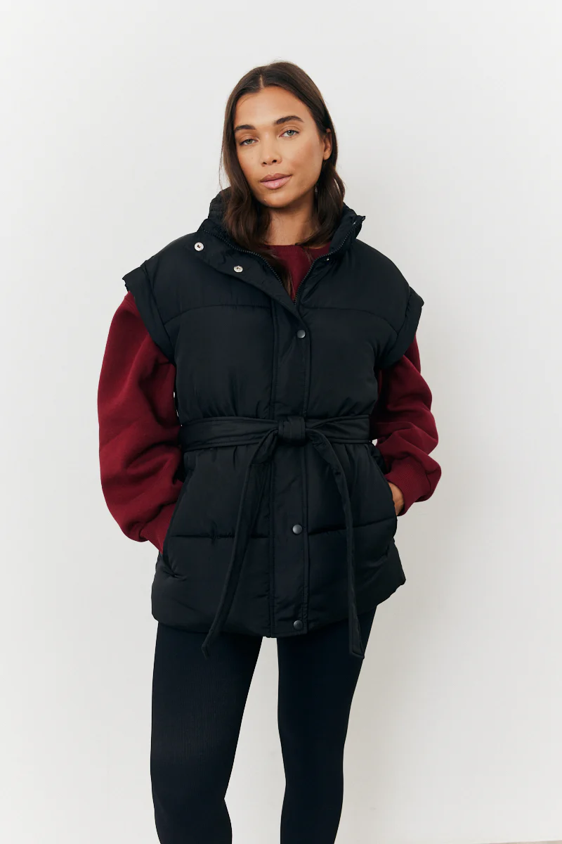 Tie Waist Puffer Gilet - Image 3