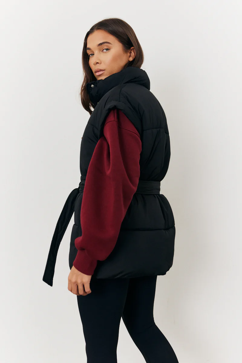 Tie Waist Puffer Gilet - Image 4
