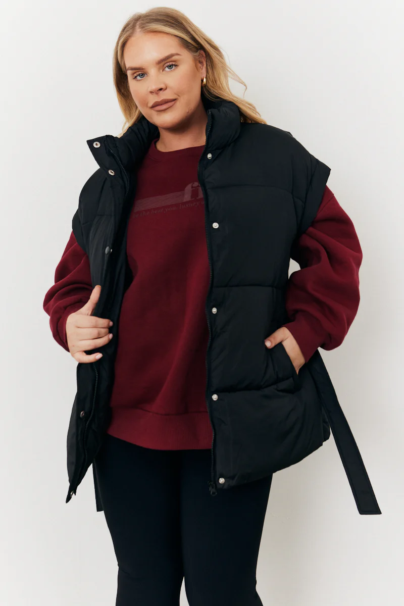 Tie Waist Puffer Gilet - Image 5