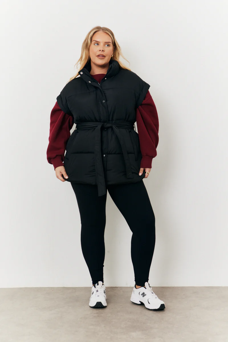 Tie Waist Puffer Gilet - Image 6