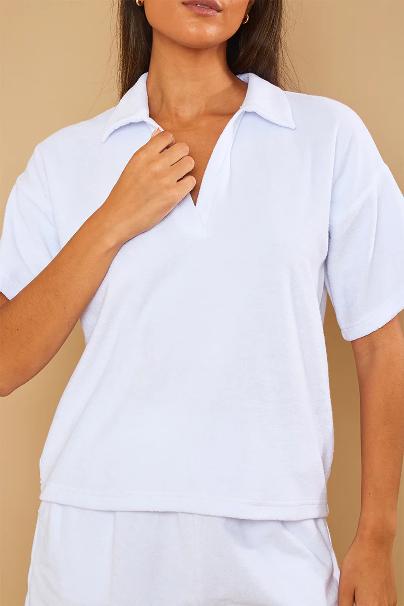 Towelling Co-Ord Polo T-Shirt - Image 3