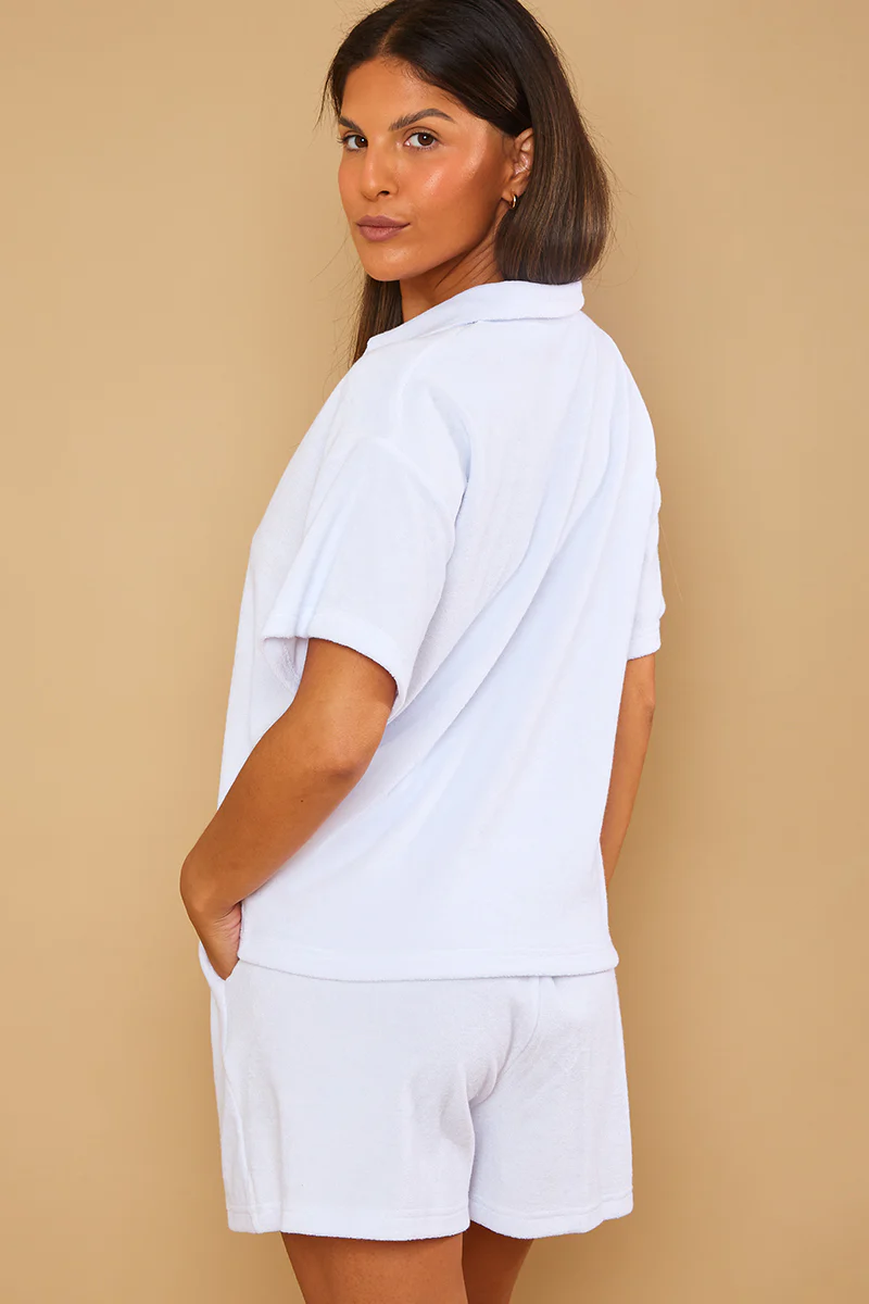 Towelling Co-Ord Polo T-Shirt - Image 4