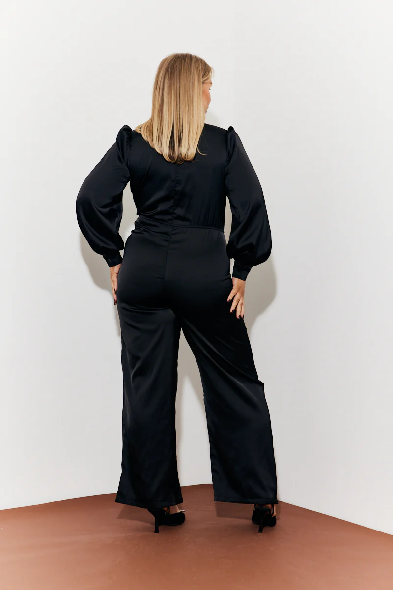 Twist Front Detail Wide Leg Satin Jumpsuit - Image 7