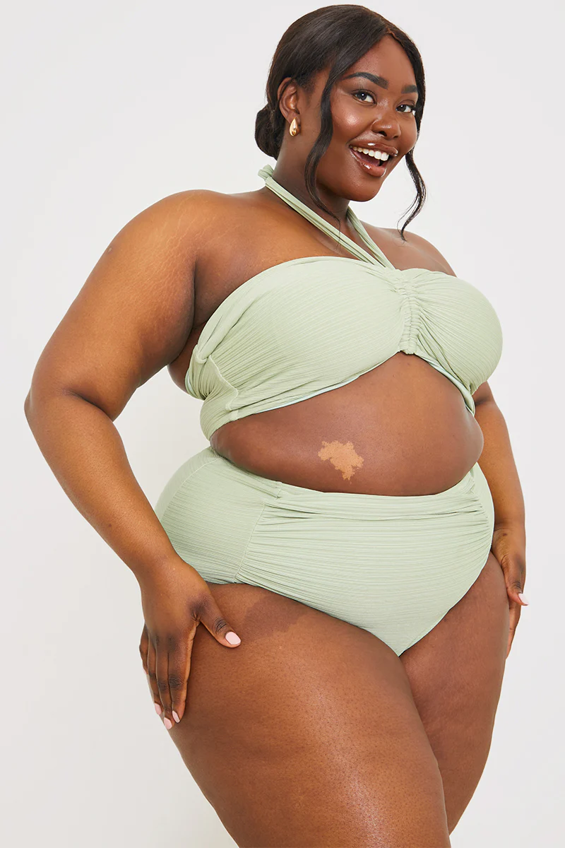 Ruched Front Detail Halter Neck Bikini Top - Image 6
