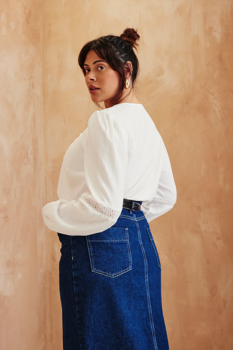V Neck Crochet Insert Blouse - Image 10