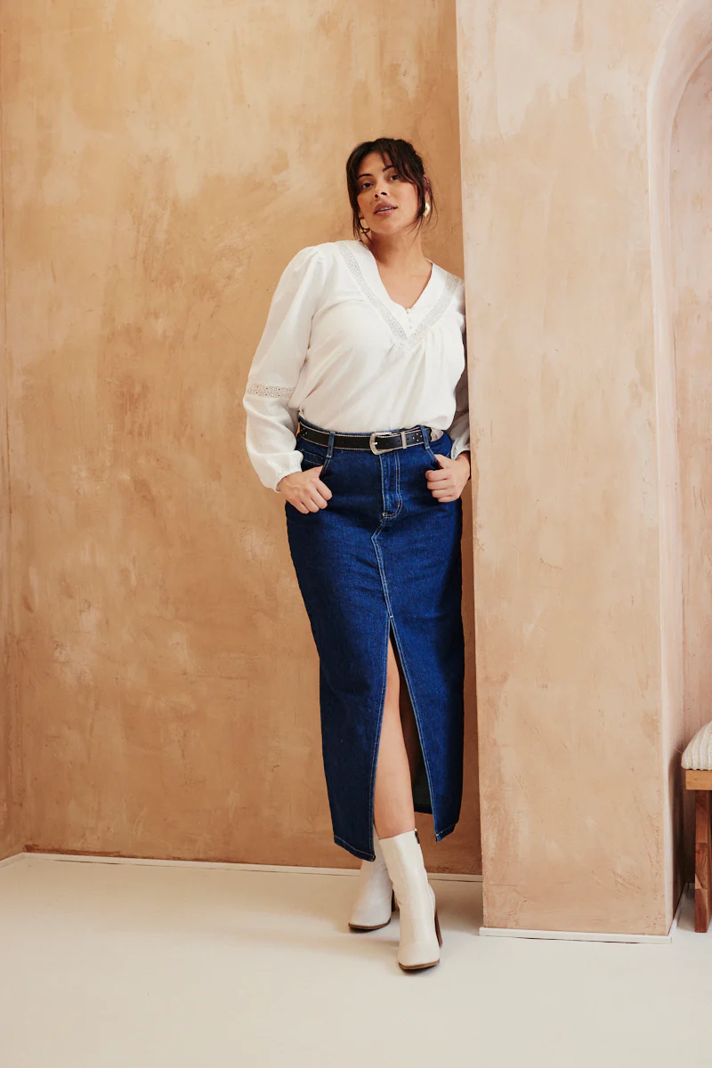 V Neck Crochet Insert Blouse - Image 6