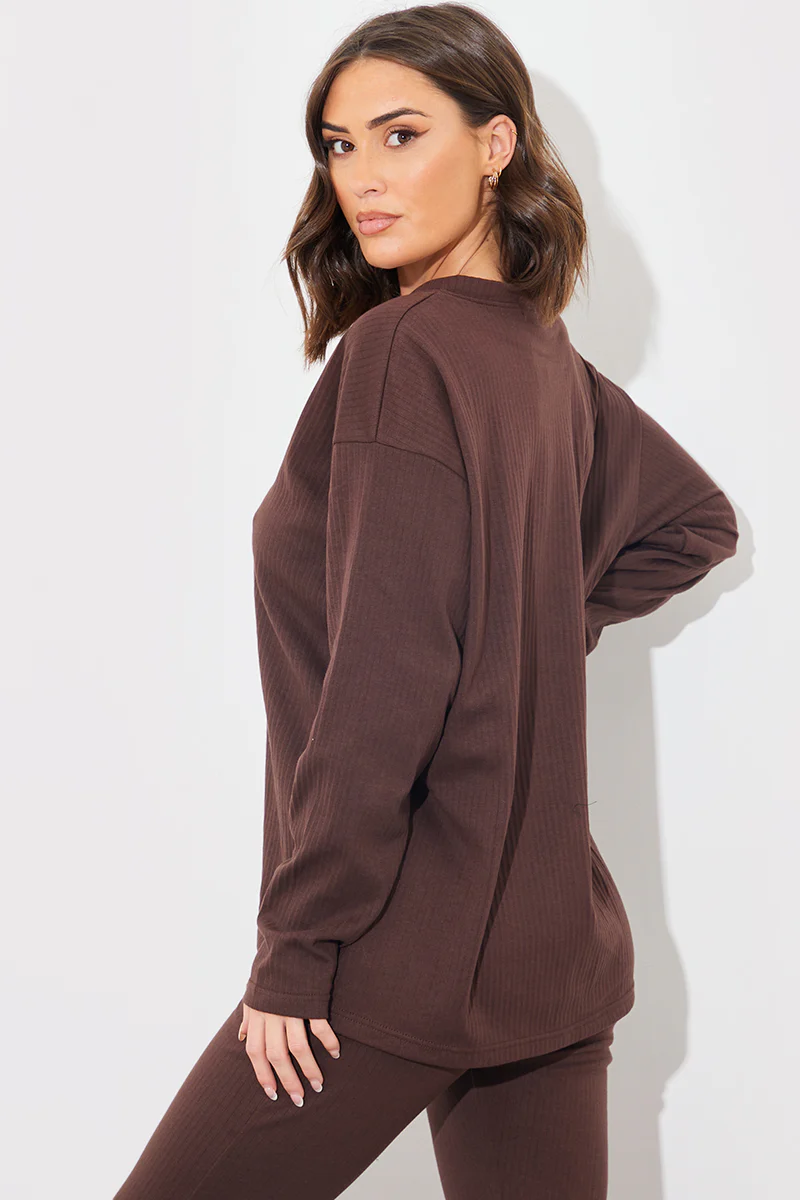 V Neck T Shirt And Wide Leg Trouser Set - Image 5