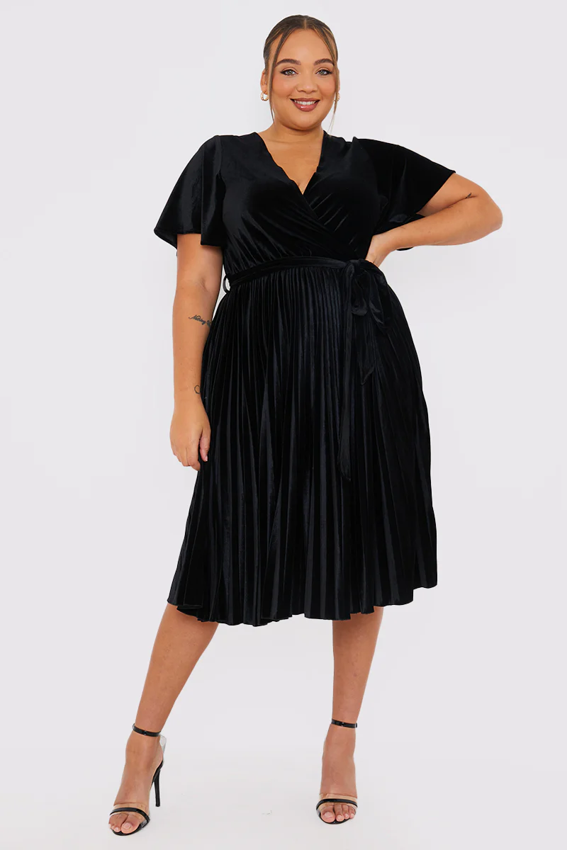 Velour Pleated Midi Dress - Image 11