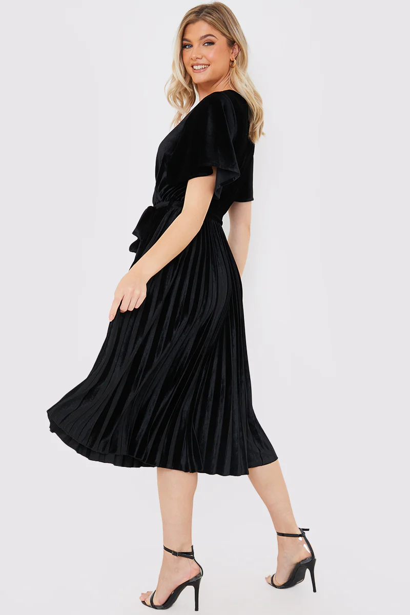Velour Pleated Midi Dress - Image 4