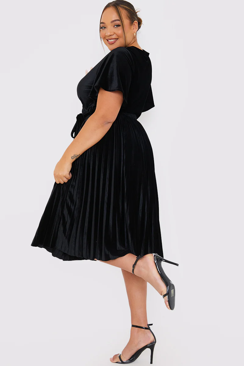 Velour Pleated Midi Dress - Image 7