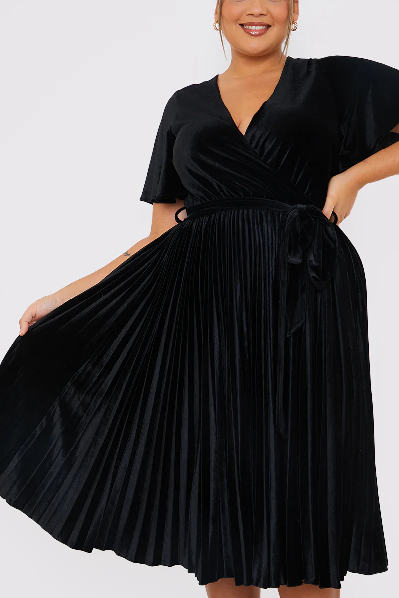 Velour Pleated Midi Dress - Image 9