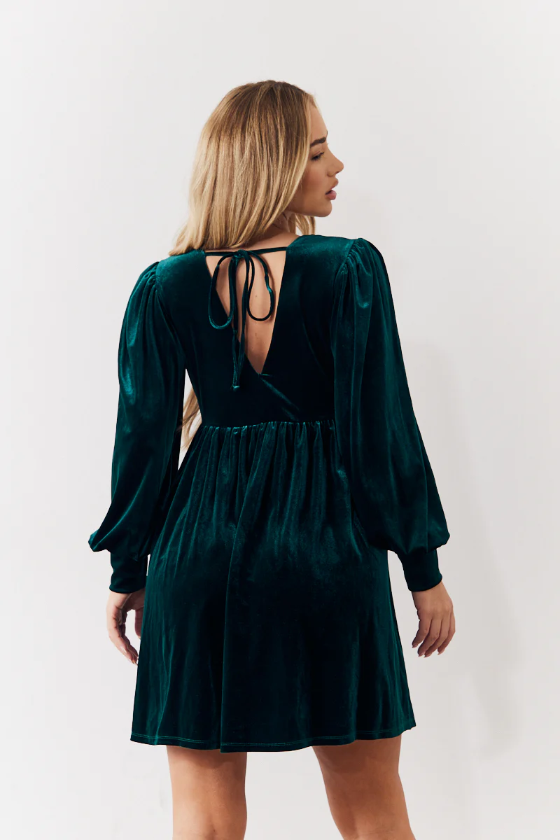 Velvet Smock Mini Dress - Image 4