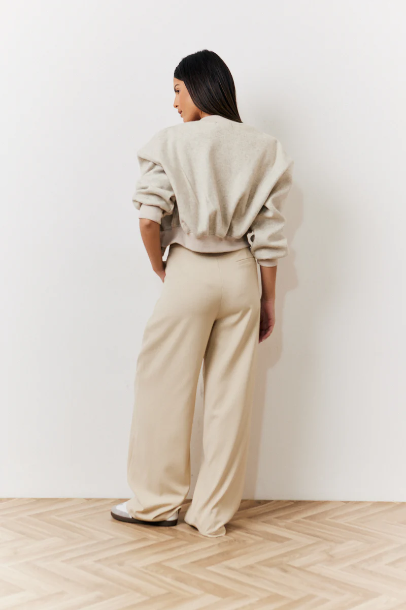 Beige Waistband Detail Tailored Trouser - Image 3