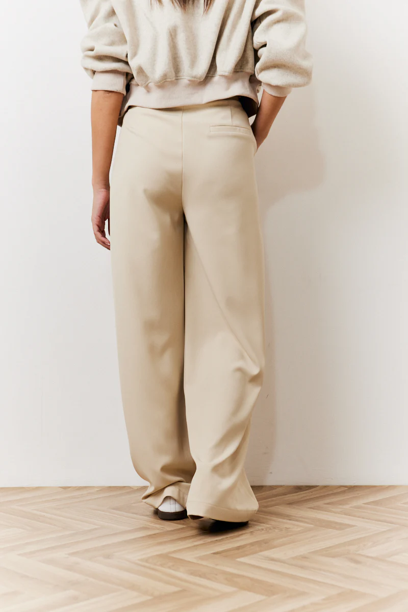 Beige Waistband Detail Tailored Trouser - Image 4