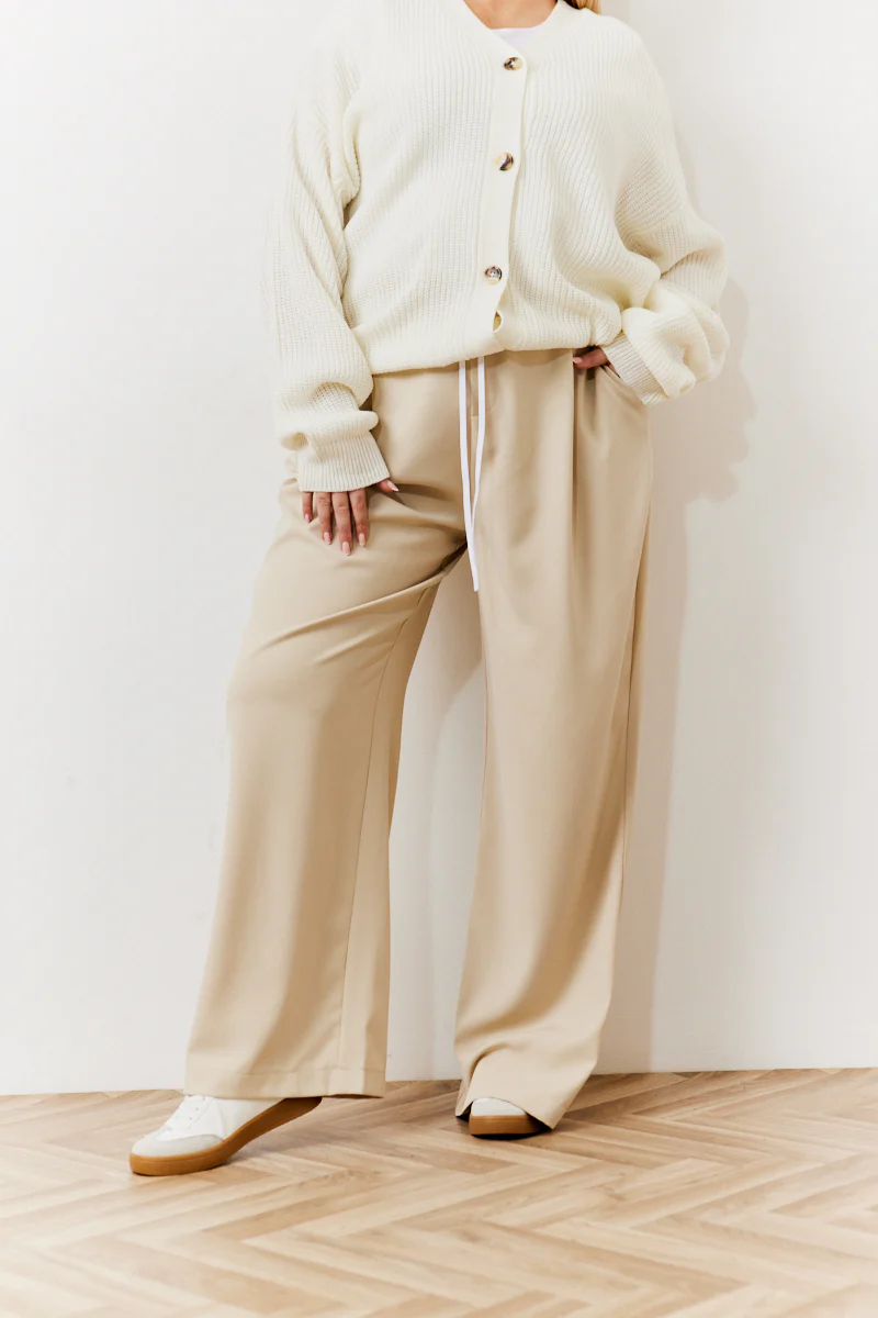 Beige Waistband Detail Tailored Trouser - Image 6