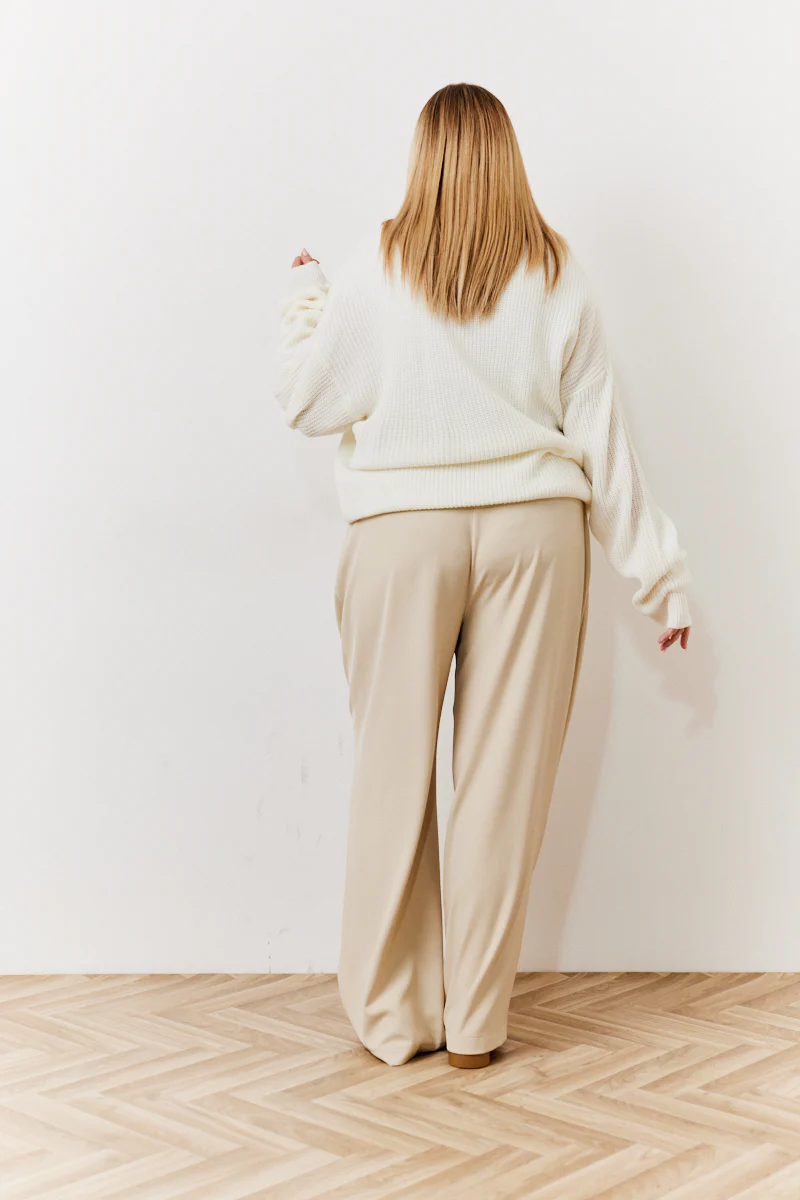 Beige Waistband Detail Tailored Trouser - Image 7