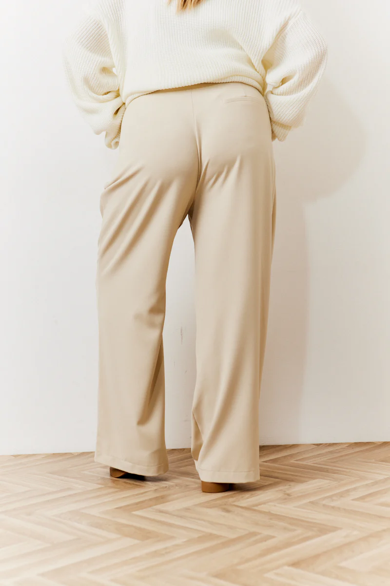 Beige Waistband Detail Tailored Trouser - Image 8