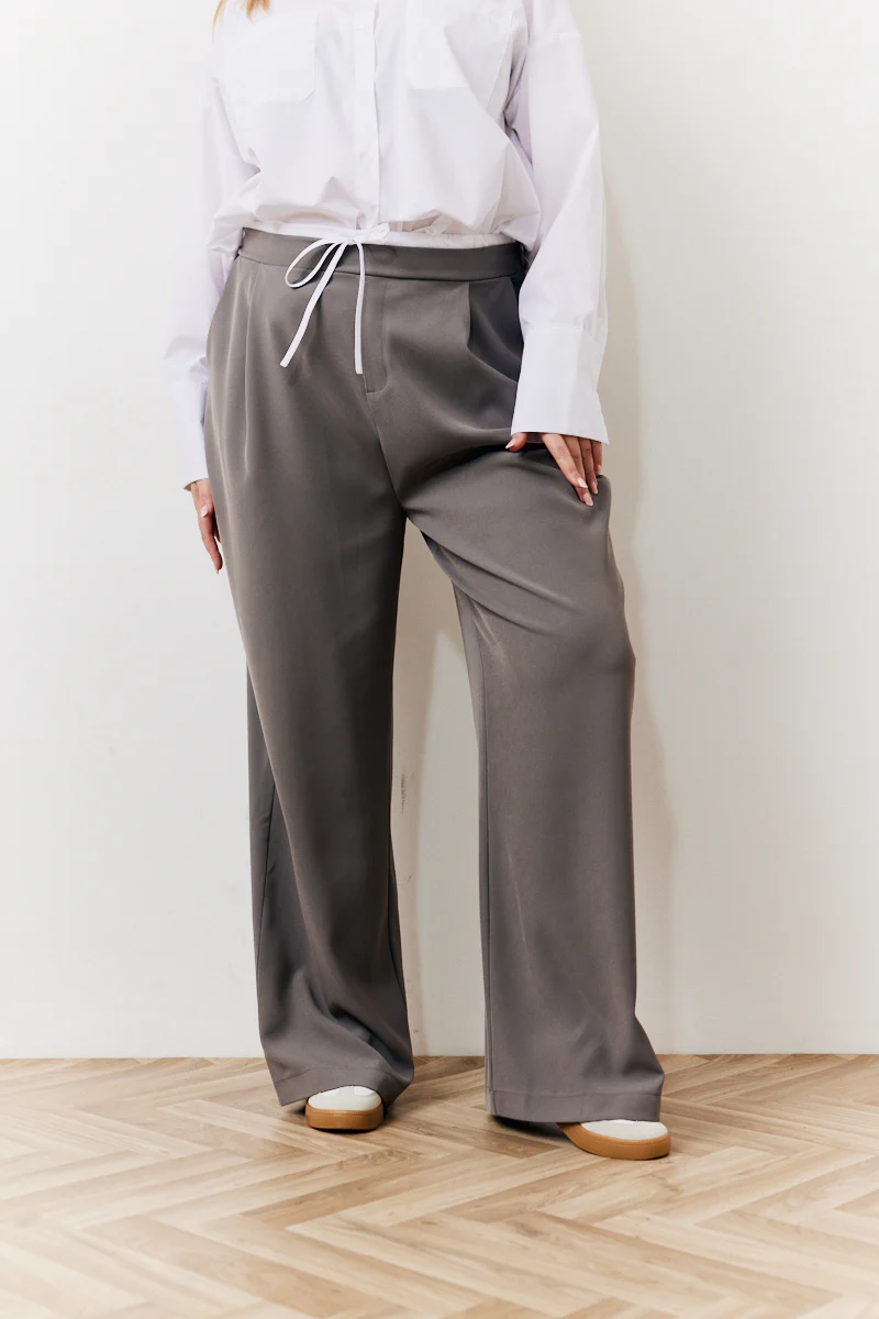 Grey Waistband Detail Tailored Trouser - Image 6