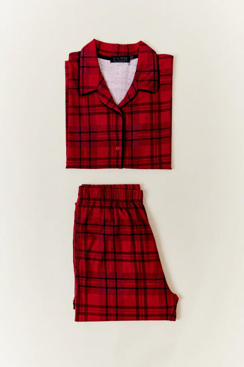 Red Womens Checked Matching Family Pj Set