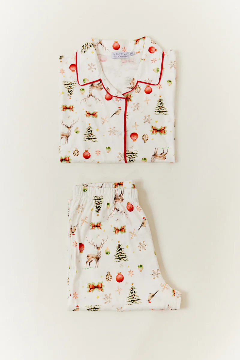 Cream Womens Christmas Matching Family Pj Set
