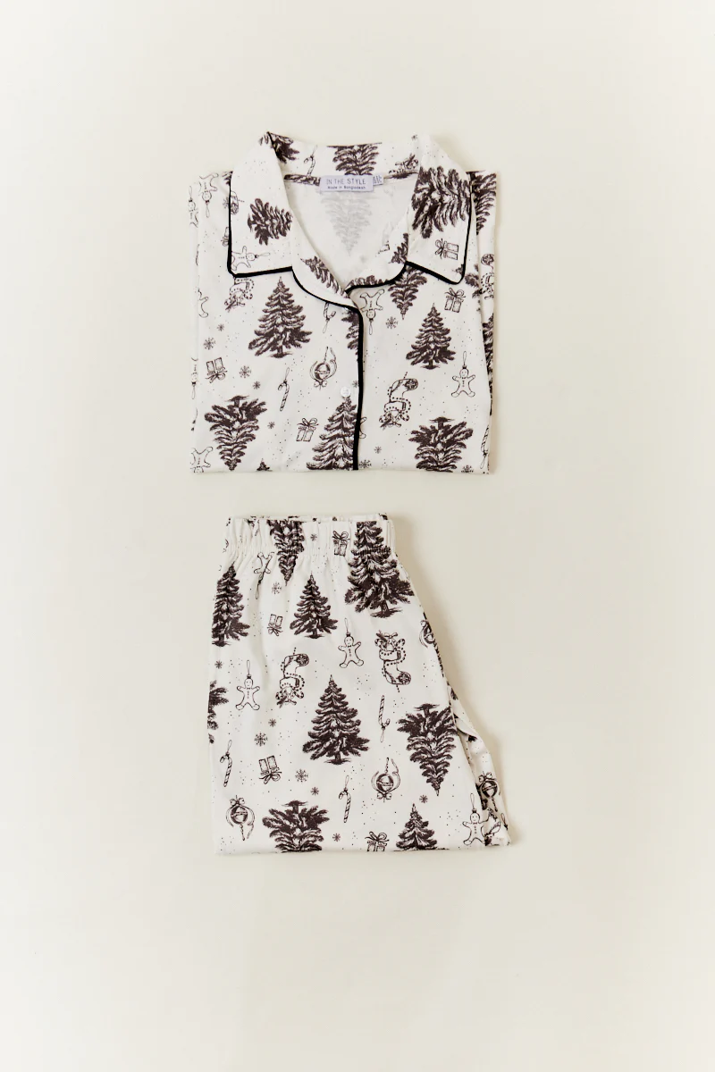 Cream Womens Christmas Tree Matching Family Pj Set