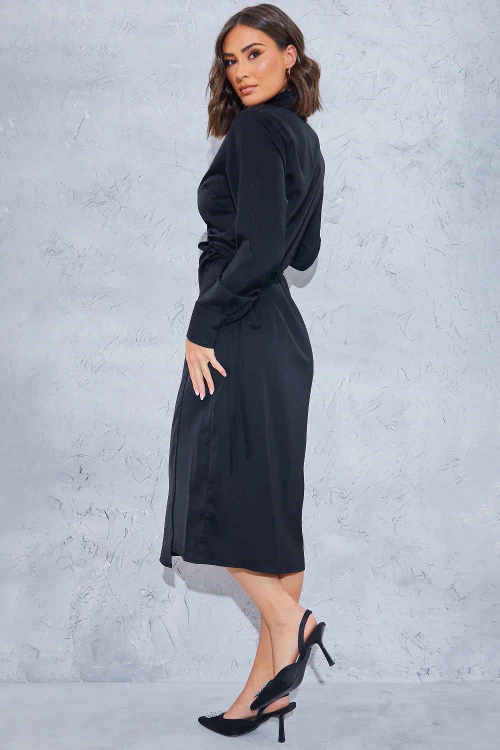 Wrap Collared Midi Dress - Image 3