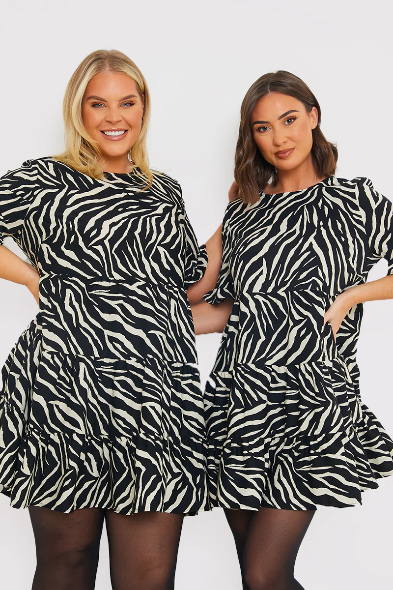 Zebra Smock Dress With Frill Sleeve - Image 11