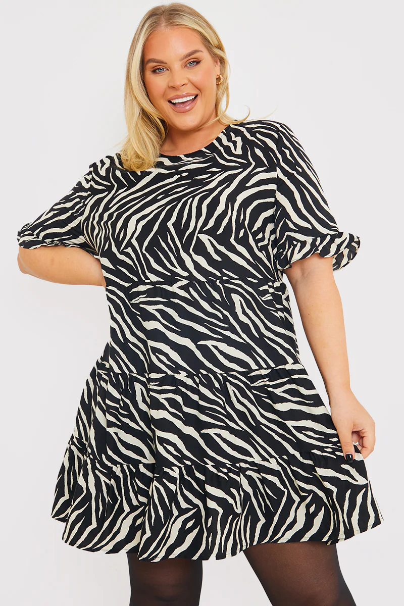 Zebra Smock Dress With Frill Sleeve - Image 14