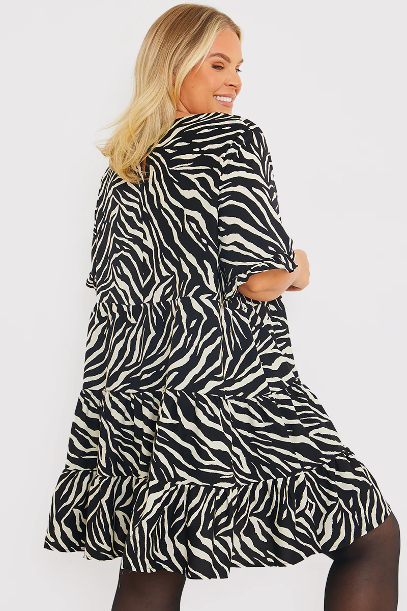 Zebra Smock Dress With Frill Sleeve - Image 17