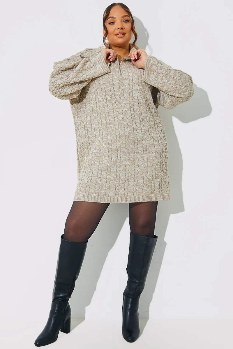 Zip Up Cable Knit Mini Dress - Image 7