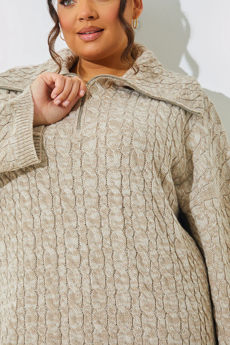 Zip Up Cable Knit Mini Dress - Image 8